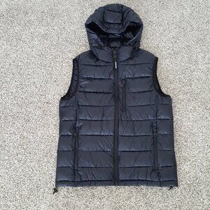 NEW Calvin Klein Men's Puffer Hooded Vest Black Zippers Lightweight Packable M